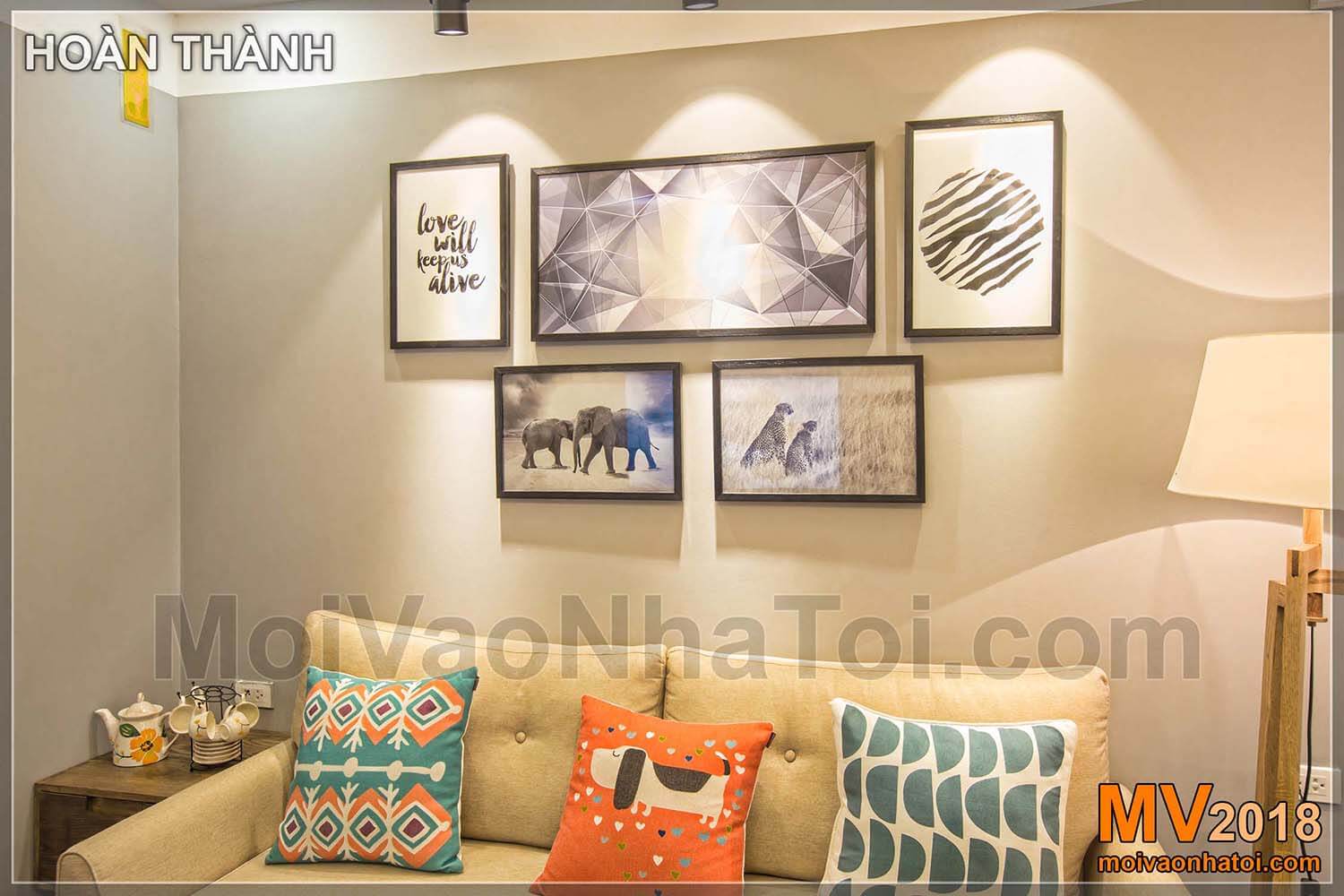 The paintings add artistic features to Dang Xa Apartment house