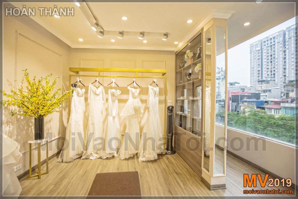 Design de showroom de vestido de casamento