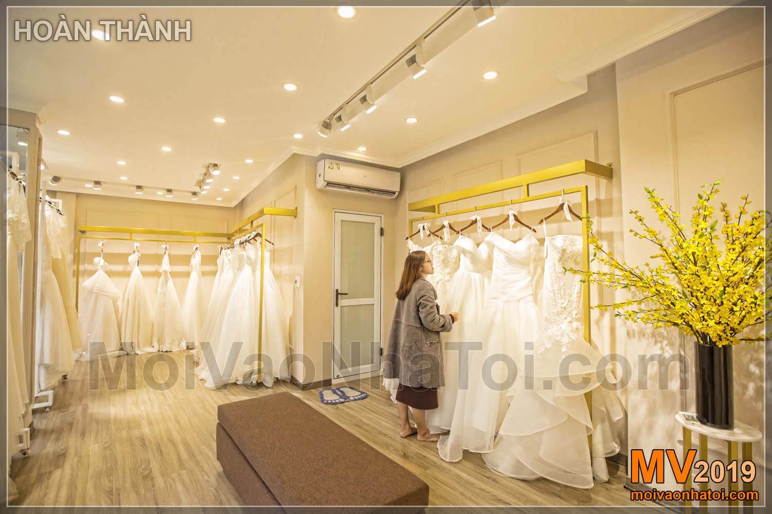Design de showroom de vestido de casamento